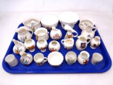 A tray of crested china