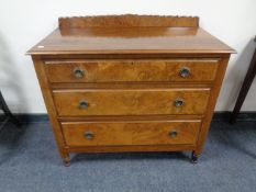 An Edwardian walnut two drawer dressing chest on raised legs together with matching three drawer
