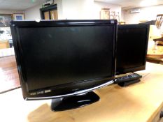 A Logik 19" TV together with a Sony Bravia 22" TV both with remotes.