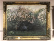 An Artagraph Edition on canvas : Figures under a blossom tree,