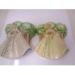 A pair of Clarice Cliff Newport pottery china wall pockets.