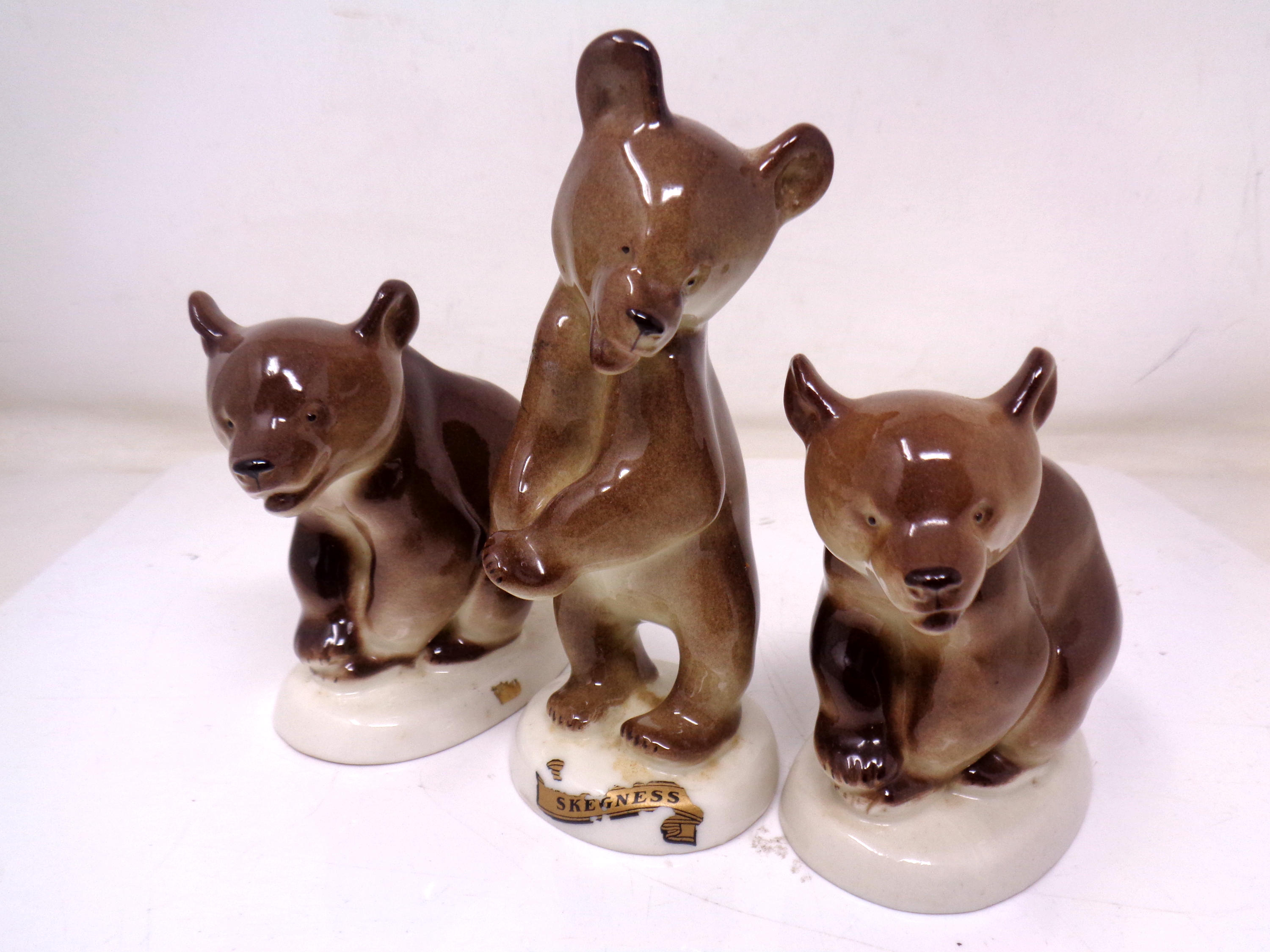 A set of three USSR china bear ornaments (tallest 15cm).