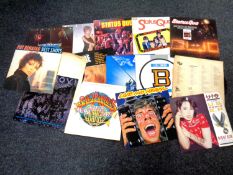 A box of vinyl LPs including Status Quo, Tina Turner, Bad Company, Bon Jovi etc.