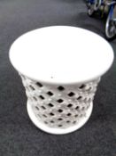 A white ceramic cylindrical stand (diameter 46cm).