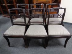 A set of six Regency style mahogany dining chairs.