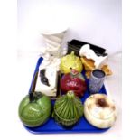 A tray of Sylvac pottery including kitchen lidded jars, cat and mouse butter dish,