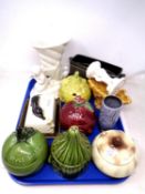 A tray of Sylvac pottery including kitchen lidded jars, cat and mouse butter dish,