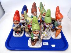 A tray of Goebel garden gnome figures.