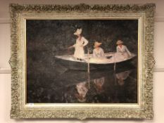 An Artagraph Edition on canvas : Three figures in a boat,