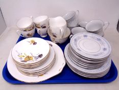 A Queen Anne Ashley 17 piece bone tea china set together with 18 further pieces of Crown Ming tea