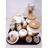 A tray of Radford china including, kitchen storage jars, sifters, bowl and cover etc.