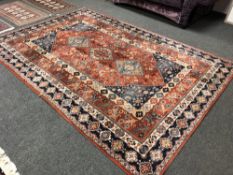 A machined Afshar design carpet 200 cm x 298 cm