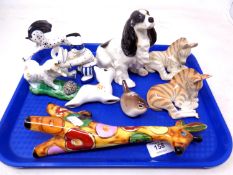 A tray of USSR china animal ornaments.