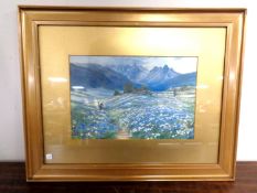 A gilt framed print after John McWhirter depicting an Austrian landscape.