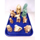 A tray of Sylvac ornaments including dogs, a squirrel.