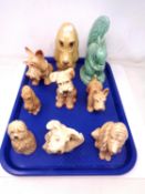 A tray of Sylvac ornaments including dogs, a squirrel.