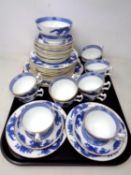 A set of 38 pieces of Hammersley Dragon pattern blue and white bone tea china.