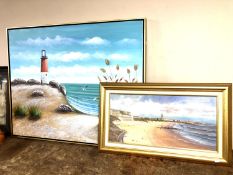 A gilt framed print after Ivan Lindsay together with a further mixed media painting depicting a