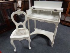 A French style painted lady's writing desk with matching chair