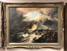 An Artagraph Edition on canvas : Boats in rough seas,