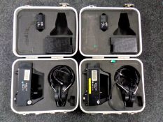 Two cased 1076 detectors serial numbers 52 and 02 with headphones.