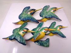A graduated set of five Beswick kingfisher ornaments.