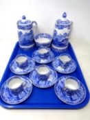 A Spode Italian 15 piece blue and white coffee service.