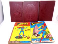 Two vintage Superman annuals together with four further volumes, The War in Pictures.