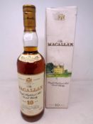 A bottle of 1990's The Macallan Single Highland Malt Scotch Whisky, 10 years old, 70cl (boxed,