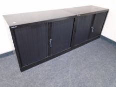 A pair of Bisley shutter door office stationery cabinets (black).