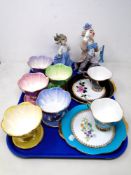 A tray containing two Windsor bone china tea cups with tea plates,
