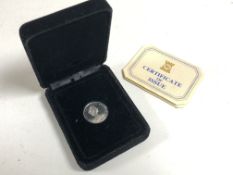 A solid platinum proof minted £1 coin issued by the Isle of Man Government for the Pobjoy Mint