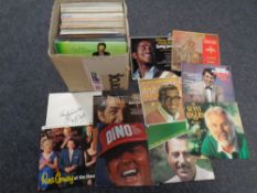 A box containing vinyl LPs and box sets including compilations, easy listening, classical etc.