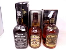 Three bottles of alcohol including Evan Williams Straight Bourbon Whiskey (1 Litre) together with