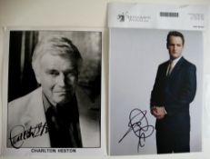 Autographed photographs of Charlton Heston and Jason Clarke (From tv show 'The Chicago code,