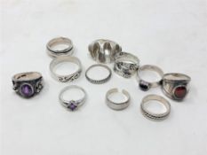 Eleven sterling silver dress rings (11)