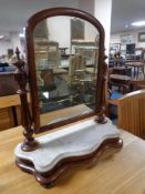 A Victorian mahogany and marble toilet mirror