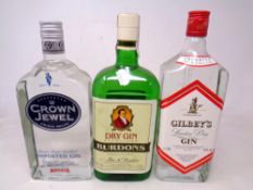 Three bottles of Gin including Beefeater Crown Jewel Triple Distilled (1 Litre),