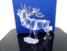 A Swarovski crystal ornament, stag.