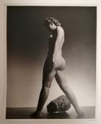 Photographer Andre De Dienes photograph of a nude model, bears credit stamp verso.