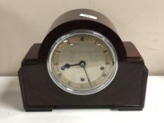 An early 20th century mahogany mantel clock retailed by The Northern Goldsmiths,