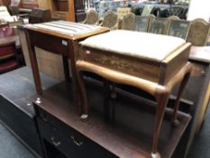 Two Edwardian mahogany storage piano stools.