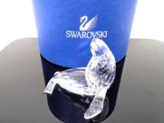 A Swarovski crystal ornament, sea lion.