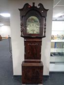 A Victorian mahogany longcase clock with painted dial (as found)