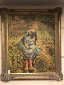 An Artagraph Edition on canvas : A child wearing a blue dress,