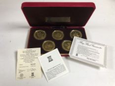 A set of five Sterling silver commemorative millennium crowns issued for the Pobjoy Mint,