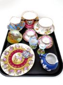 A tray containing assorted ceramics including Jasperware milk jug,
