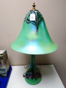 A Glasform iridescent art glass table lamp with shade unique to the John Ditchfield Collection, no.