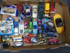 A box containing die cast vehicles Days Gone, Lledo etc including delivery vans, classic cars,