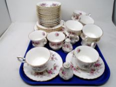 A set of 38 pieces of Royal Albert Lavender Rose bone tea china.